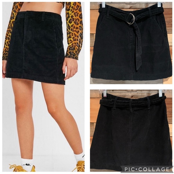 BDG Dresses & Skirts - UO Urban Outfitters BDG Black Corduroy Belted Mini Skirt Size S